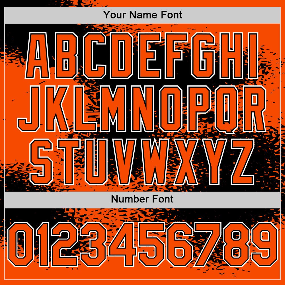 Custom Orange Black-White Abstract Color Blocks Fragment Art 3D Pattern Design Bomber Full-Snap Varsity Letterman Hoodie Jacket photo 4