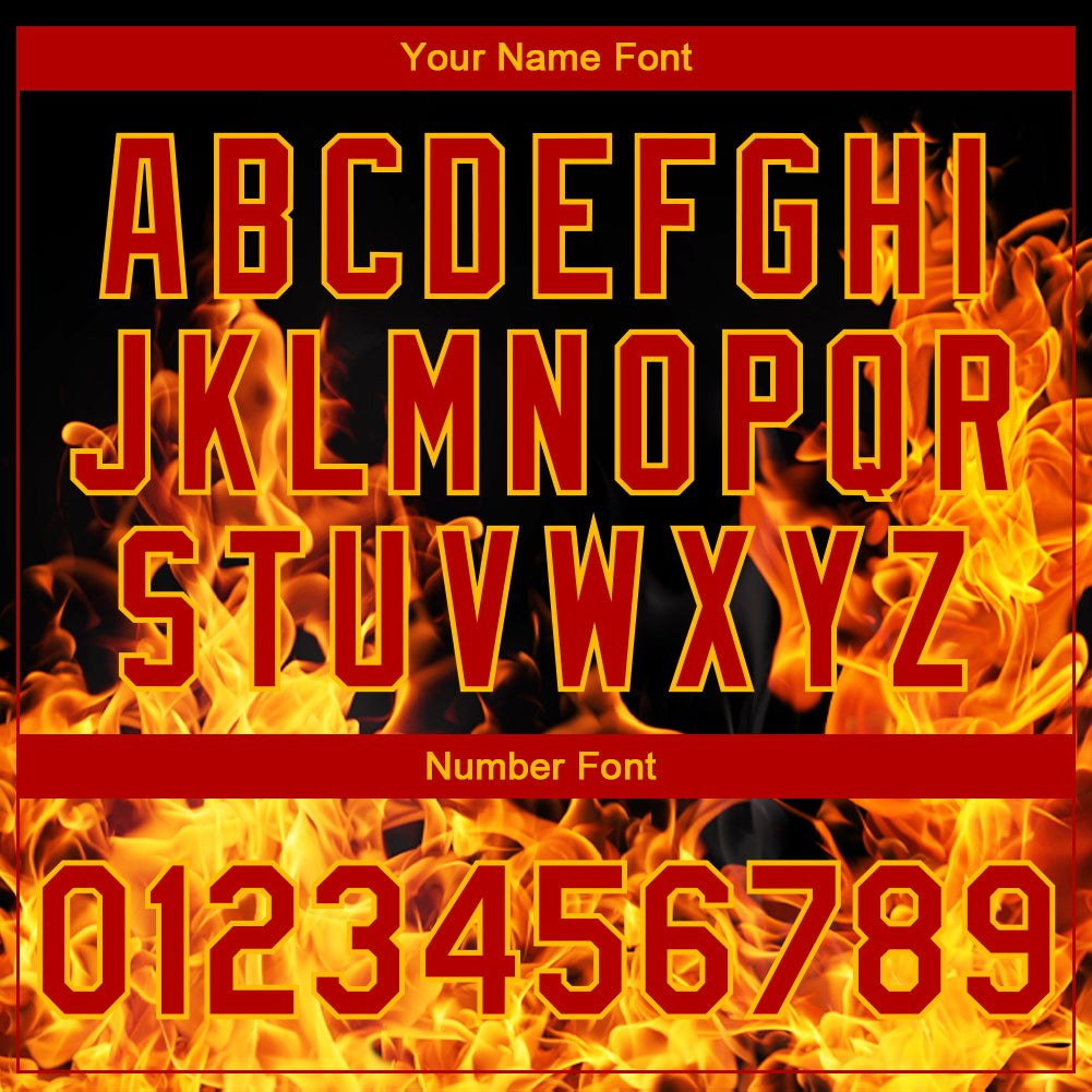 Custom Black Red-Gold Flame 3D Pattern Design Bomber Full-Snap Varsity Letterman Jacket photo 6