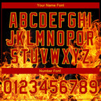 Custom Black Red-Gold Flame 3D Pattern Design Bomber Full-Snap Varsity Letterman Jacket photo 6