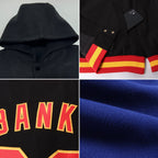 Custom Royal White Bomber Full-Snap Varsity Letterman Two Tone Hoodie Jacket photo 2