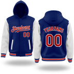 Custom Royal Red-White Bomber Full-Snap Varsity Letterman Two Tone Hoodie Jacket