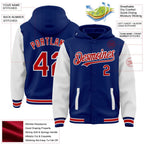 Custom Royal Red-White Bomber Full-Snap Varsity Letterman Two Tone Hoodie Jacket photo 3