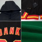 Custom Kelly Green White Bomber Full-Snap Varsity Letterman Two Tone Hoodie Jacket photo 2