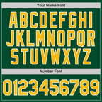 Custom Kelly Green Gold-White Bomber Full-Snap Varsity Letterman Two Tone Hoodie Jacket photo 4