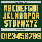 Custom Green Gold-White Bomber Full-Snap Varsity Letterman Two Tone Hoodie Jacket photo 4