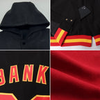 Custom Crimson Cream Bomber Full-Snap Varsity Letterman Two Tone Hoodie Jacket photo 2