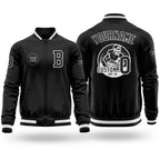 Custom Black White Bomber Varsity Letterman Zipper Jacket