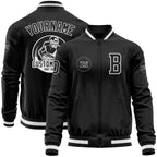 Custom Black White Bomber Varsity Letterman Zipper Jacket photo 1