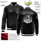 Custom Black White Bomber Varsity Letterman Zipper Jacket photo 4