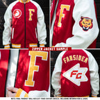 Custom Black Red-White Bomber Varsity Letterman Two Tone Zipper Jacket photo 3