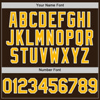 Custom Brown Gold-White Bomber Full-Snap Varsity Letterman Two Tone Hoodie Jacket photo 4