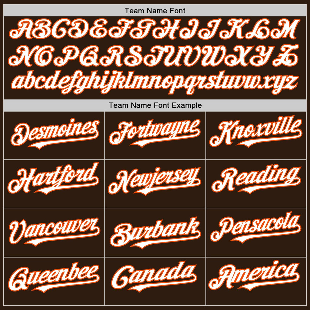 Custom Brown White-Orange Bomber Full-Snap Varsity Letterman Two Tone Hoodie Jacket photo 3