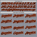 Custom Gray Black-Orange Bomber Full-Snap Varsity Letterman Two Tone Hoodie Jacket photo 3