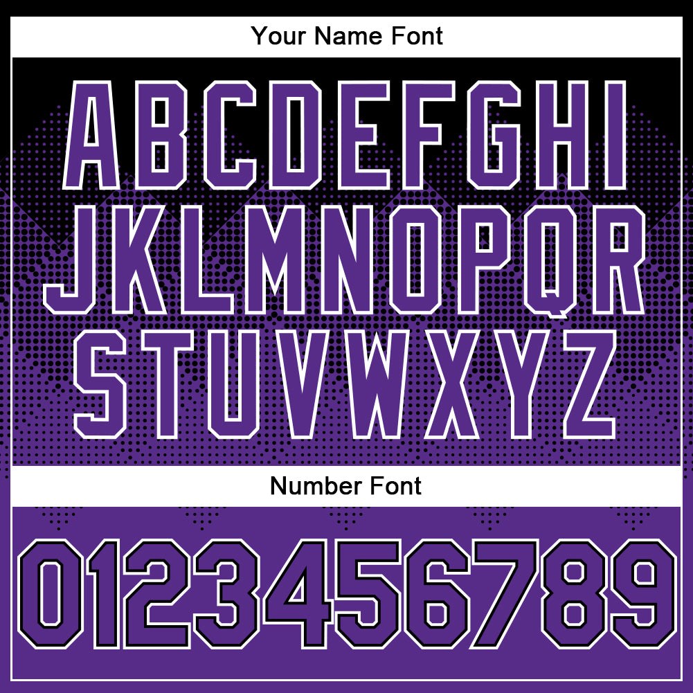 Custom Black Purple-White Gradient Square Shape 3D Pattern Design Bomber Full-Snap Varsity Letterman Hoodie Jacket photo 4