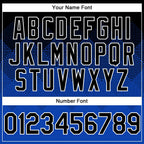 Custom Black Thunder Blue-White Gradient Square Shape 3D Pattern Design Bomber Full-Snap Varsity Letterman Hoodie Jacket photo 4