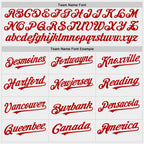 Custom White Red Bomber Full-Snap Varsity Letterman Two Tone Hoodie Jacket photo 3