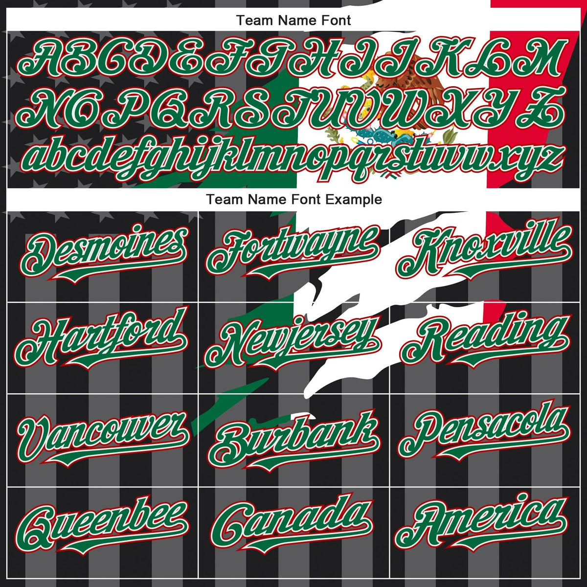 Custom Black Kelly Green Red-Gray Mexico Mexican Flag 3D Bomber Full-Snap Varsity Letterman Hoodie Jacket photo 3