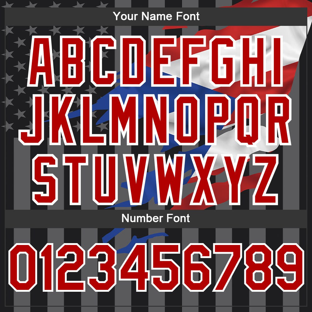Custom Black Red-Gray Puerto Rico Puerto Rican Flag 3D Bomber Full-Snap Varsity Letterman Hoodie Jacket photo 4
