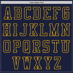Custom Navy Gold Bomber Varsity Letterman Zipper Jacket photo 4