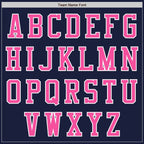 Custom Navy Pink-White Bomber Varsity Letterman Two Tone Zipper Jacket photo 4