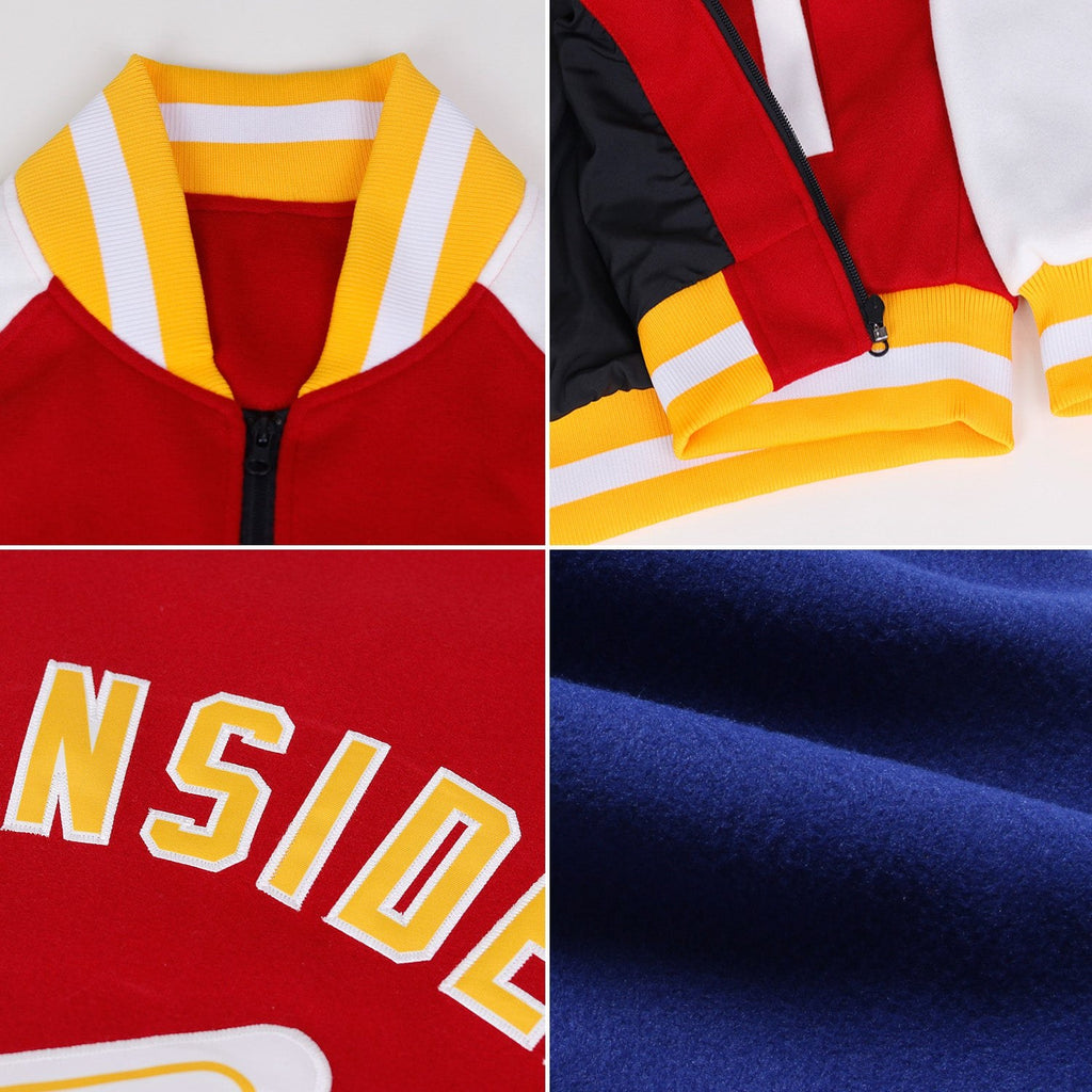 Custom Royal White Bomber Varsity Letterman Zipper Jacket photo 2