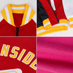 Custom Pink White-Black Bomber Varsity Letterman Two Tone Zipper Jacket photo 2