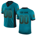 Custom Teal Black-Old Gold Drift Fashion Football Jersey
