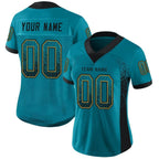 Custom Teal Black-Old Gold Drift Fashion Football Jersey photo 2