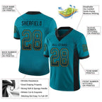 Custom Teal Black-Old Gold Drift Fashion Football Jersey photo 3