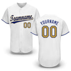 Custom White Old Gold-Royal Baseball Jersey