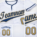 Custom White Old Gold-Royal Baseball Jersey detail