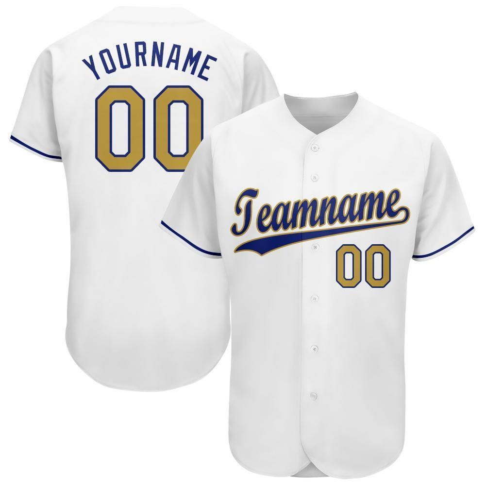 Custom White Old Gold-Royal Baseball Jersey photo 1