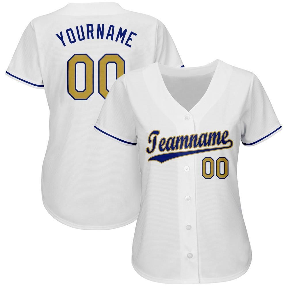 Custom White Old Gold-Royal Baseball Jersey photo 2