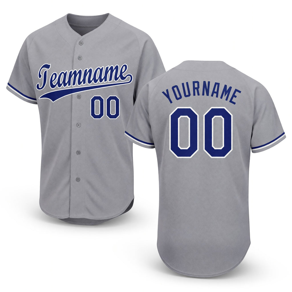 Custom Gray Royal-White Baseball Jersey