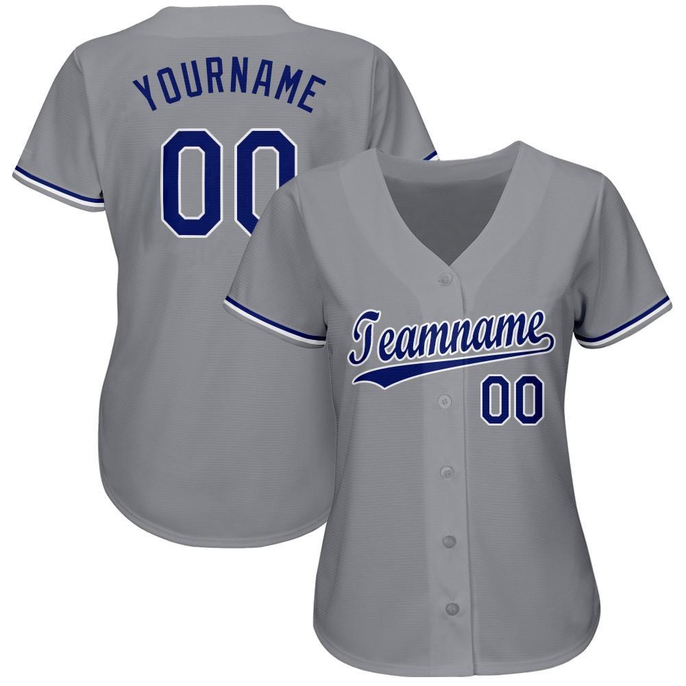 Custom Gray Royal-White Baseball Jersey photo 2