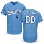 Custom Light Blue White-Royal Baseball Jersey