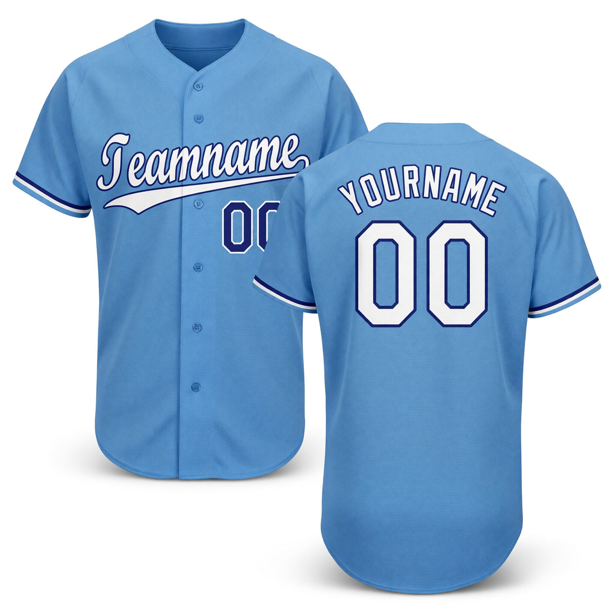 Custom Light Blue White-Royal Baseball Jersey