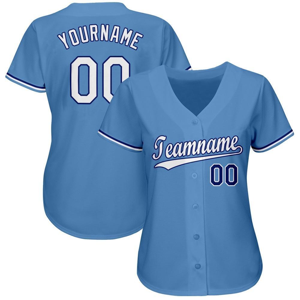 Custom Light Blue White-Royal Baseball Jersey photo 2