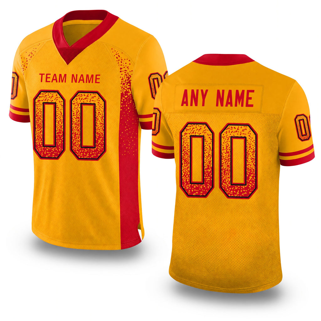 Custom Gold Scarlet-Black Drift Fashion Football Jersey
