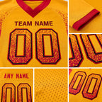 Custom Gold Scarlet-Black Drift Fashion Football Jersey detail