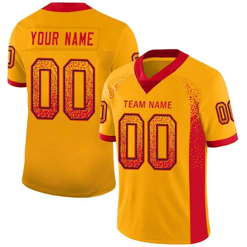 Custom Gold Scarlet-Black Drift Fashion Football Jersey photo 1