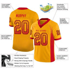 Custom Gold Scarlet-Black Drift Fashion Football Jersey photo 2