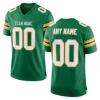 Custom Grass Green White-Gold Mesh Authentic Football Jersey