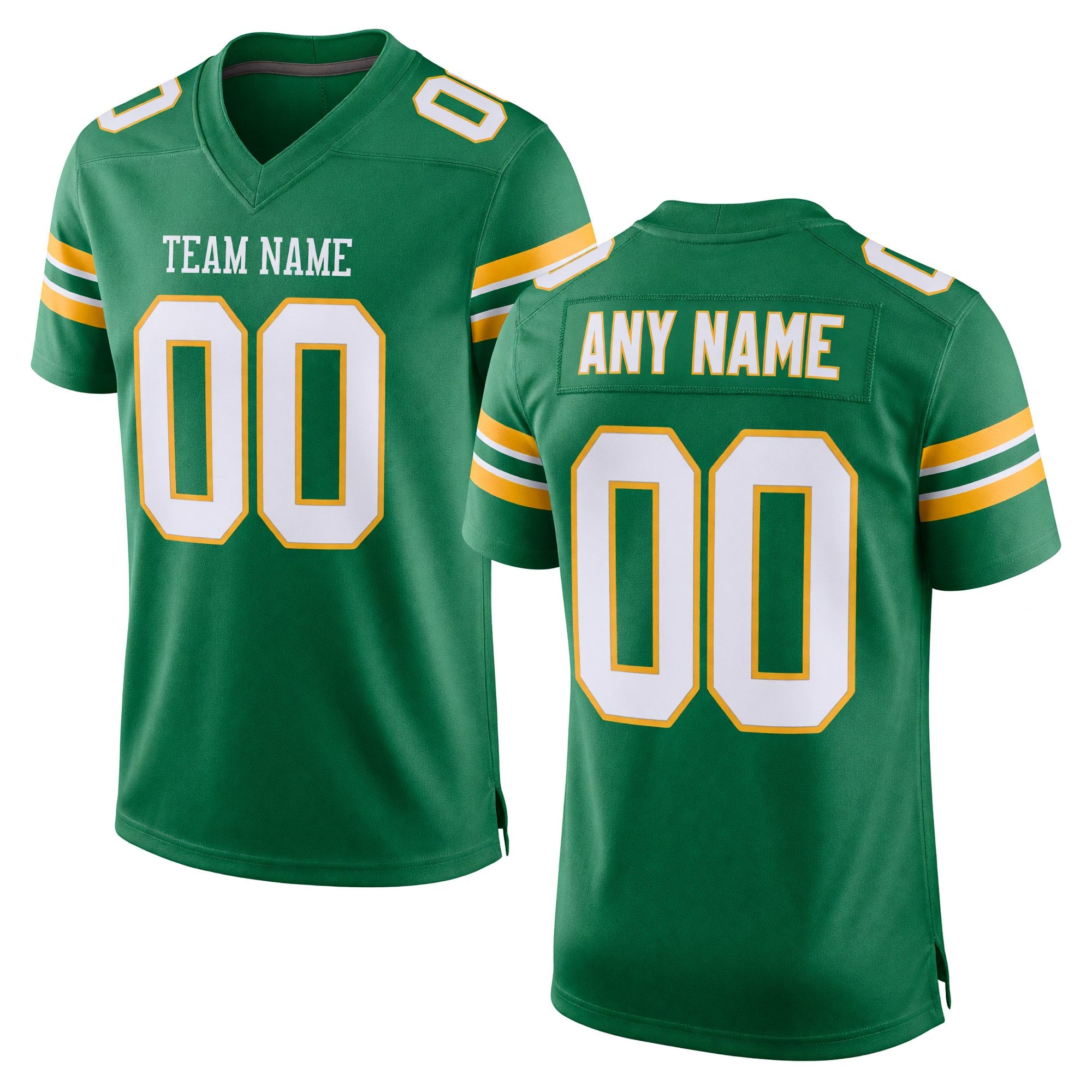 Custom Grass Green White-Gold Mesh Authentic Football Jersey