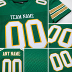 Custom Grass Green White-Gold Mesh Authentic Football Jersey detail