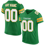 Custom Grass Green White-Gold Mesh Authentic Football Jersey photo 1