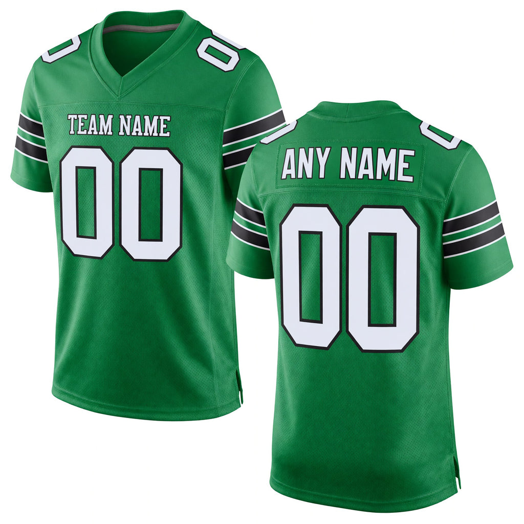 Custom Grass Green White-Black Mesh Authentic Football Jersey