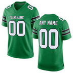 Custom Grass Green White-Black Mesh Authentic Football Jersey