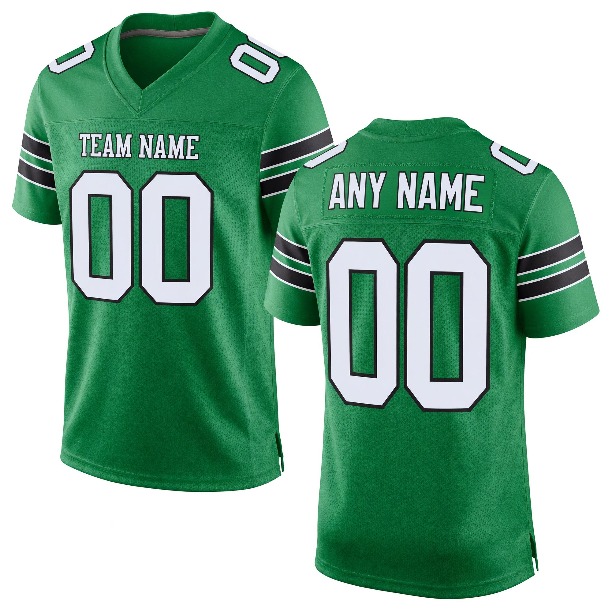 Custom Grass Green White-Black Mesh Authentic Football Jersey