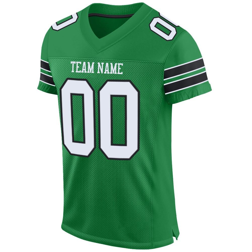 Custom Grass Green White-Black Mesh Authentic Football Jersey photo 2